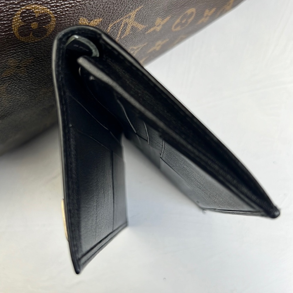 Auth. Dunhill Black Leather Long Bifold Wallet Card Bill holder Roomy Heavy duty - Picture 4 of 17